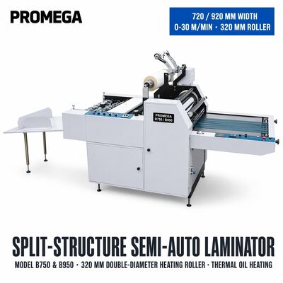Máy cán màng phủ trước bán tự động với tốc độ 30m/phút 920mm Chiều rộng tối đa 1800kg Trọng lượng